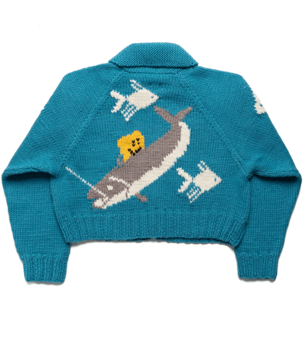 Kapital Hand Knitted Peckish Trout Zip Bolero Turquoise