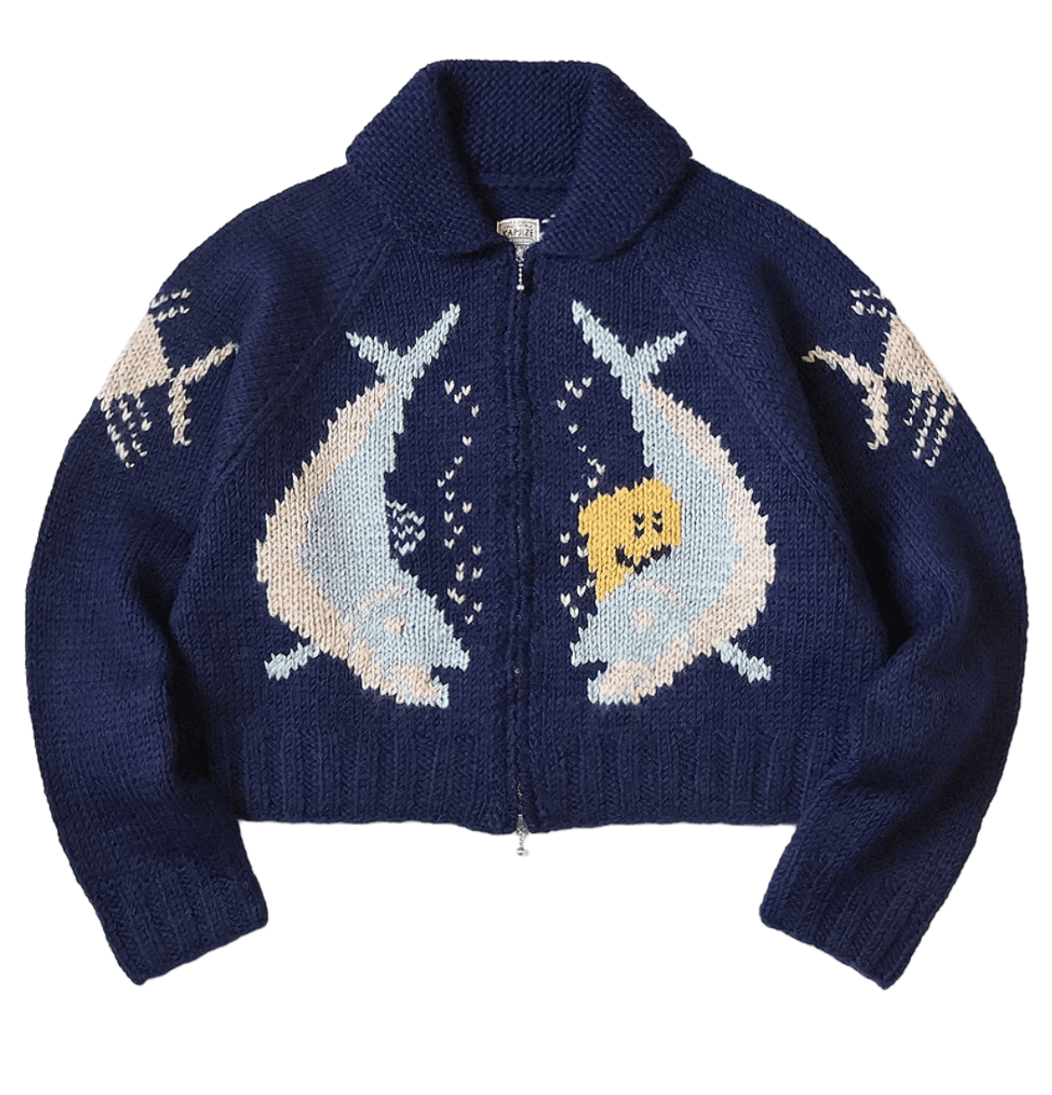 Kapital Hand Knitted Peckish Trout Zip Bolero Navy