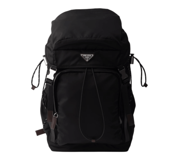 Black Prada Speedrock Re-nylon And Leather Backpack
