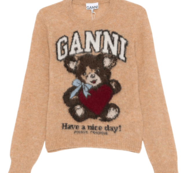 BEIGE BEAR GRAPHIC SWEATER 