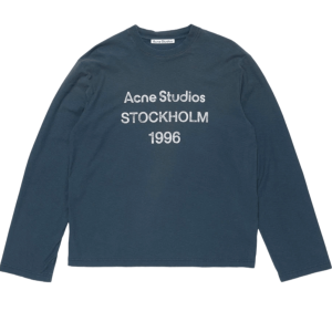 Acne Studios Logo T-Shirt Relaxed Fit Deep Blue