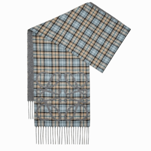 Anagram scarf in silk and cashmere Anthracite/Grey/Beige