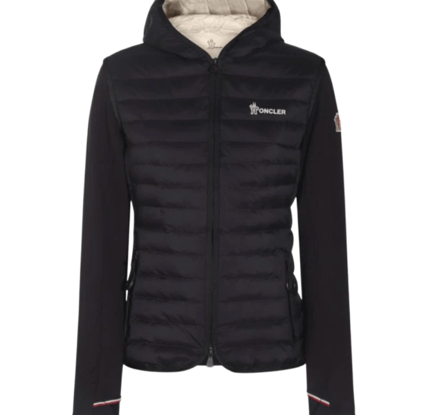 (W) Moncler Padded Zip-Up Cotton Hoodie Black - 25SS