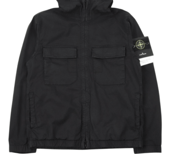 4100077 Stretch Organic Cotton Twill Hooded Jacket With Anti-Drop 