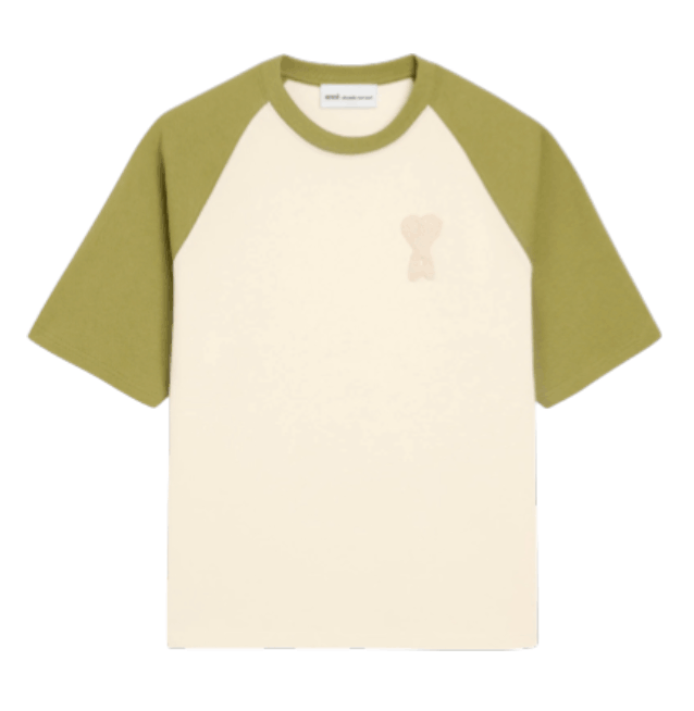White And Green Cotton Ami De Coeur Knitted Patch T-shirt 