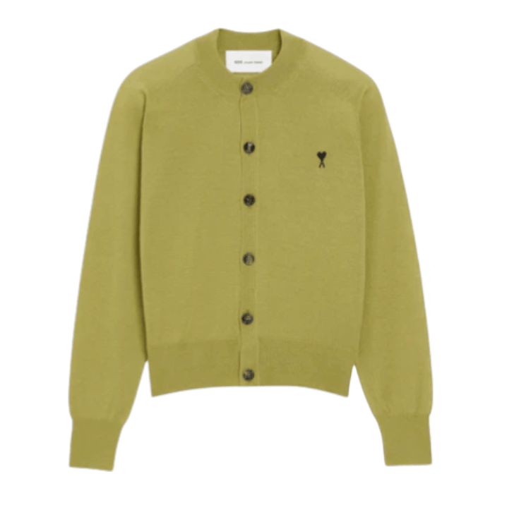 Green Wool Crewneck Ami De Coeur Cardigan