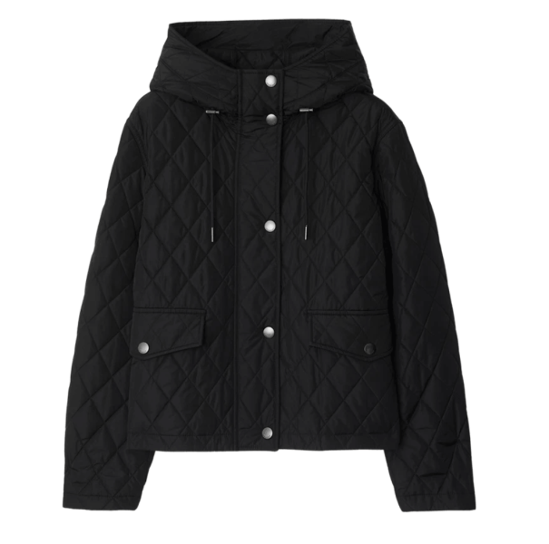 Cropped Quilted Nylon Hooded Jacket 