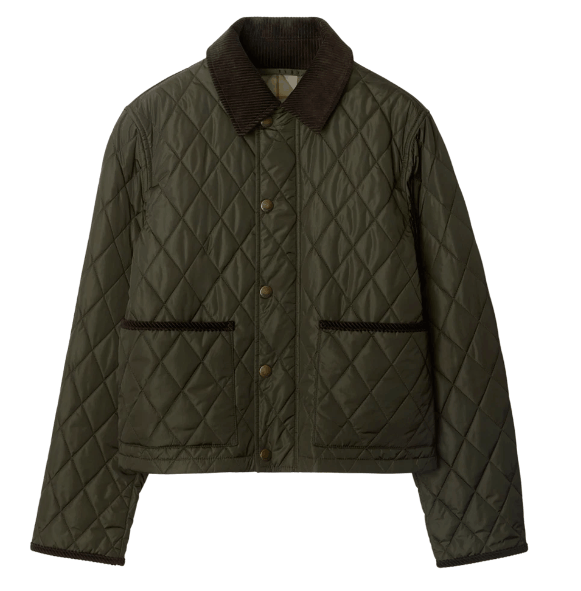 (W) Burberry Cropped Quilted Nylon Jacket Shale Brush