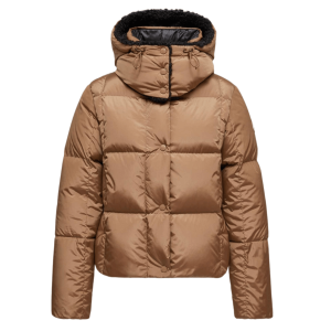 (W) Moncler Castelnou Square Quilted Hooded Short Down Jacket Camel Beige - 25FW