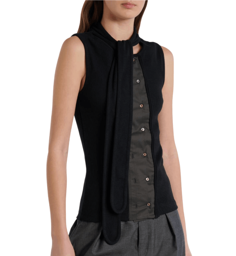  ASYMMETRICAL FITTED TOP BLACK