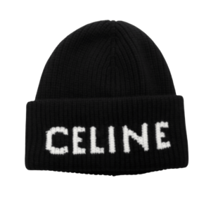 Celine Beanie in Wool Cashmere Black White