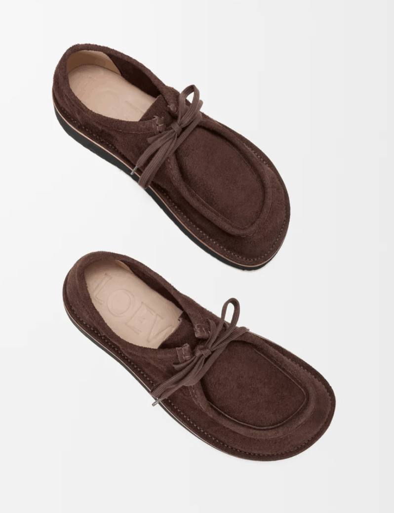 Faro lace-up in suede calfskin Brown