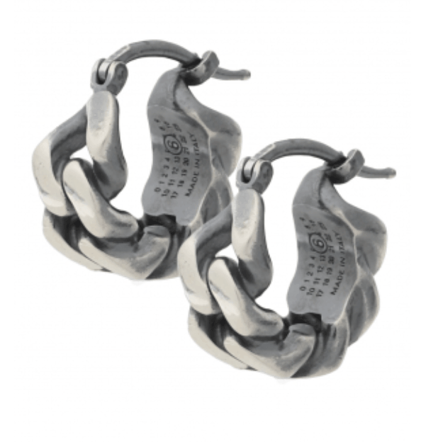 MM6 Maison Margiela Chain Twisted Earrings Silver