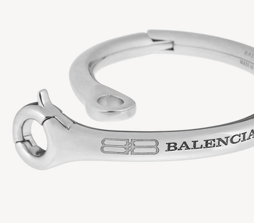 Silver Bracelet with engraved logo Balenciaga