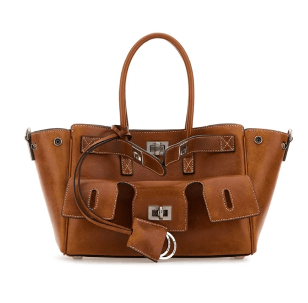 Balenciaga Twist-Lock Top Handle Bag In Brown