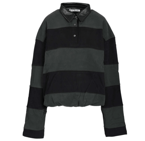 Striped polo sweater - Forest green/black
