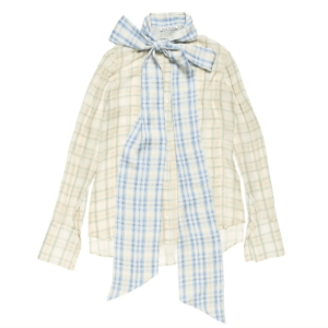 Acne Studios - Silk blouse with scarf - Green/orange