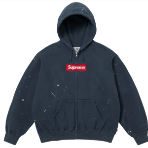 Supreme x MM6 Maison Margiela Box Logo Zip Up Hooded Sweatshirt Navy - 26SS
