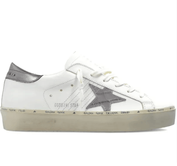 Golden Goose Hi Star Laminated Crocco White Grey Lillac