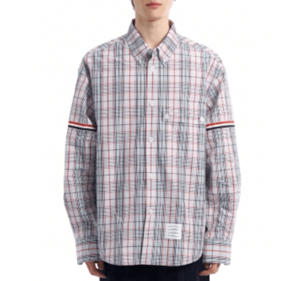 Plaid Check Poplin Armband Oversized Shirt