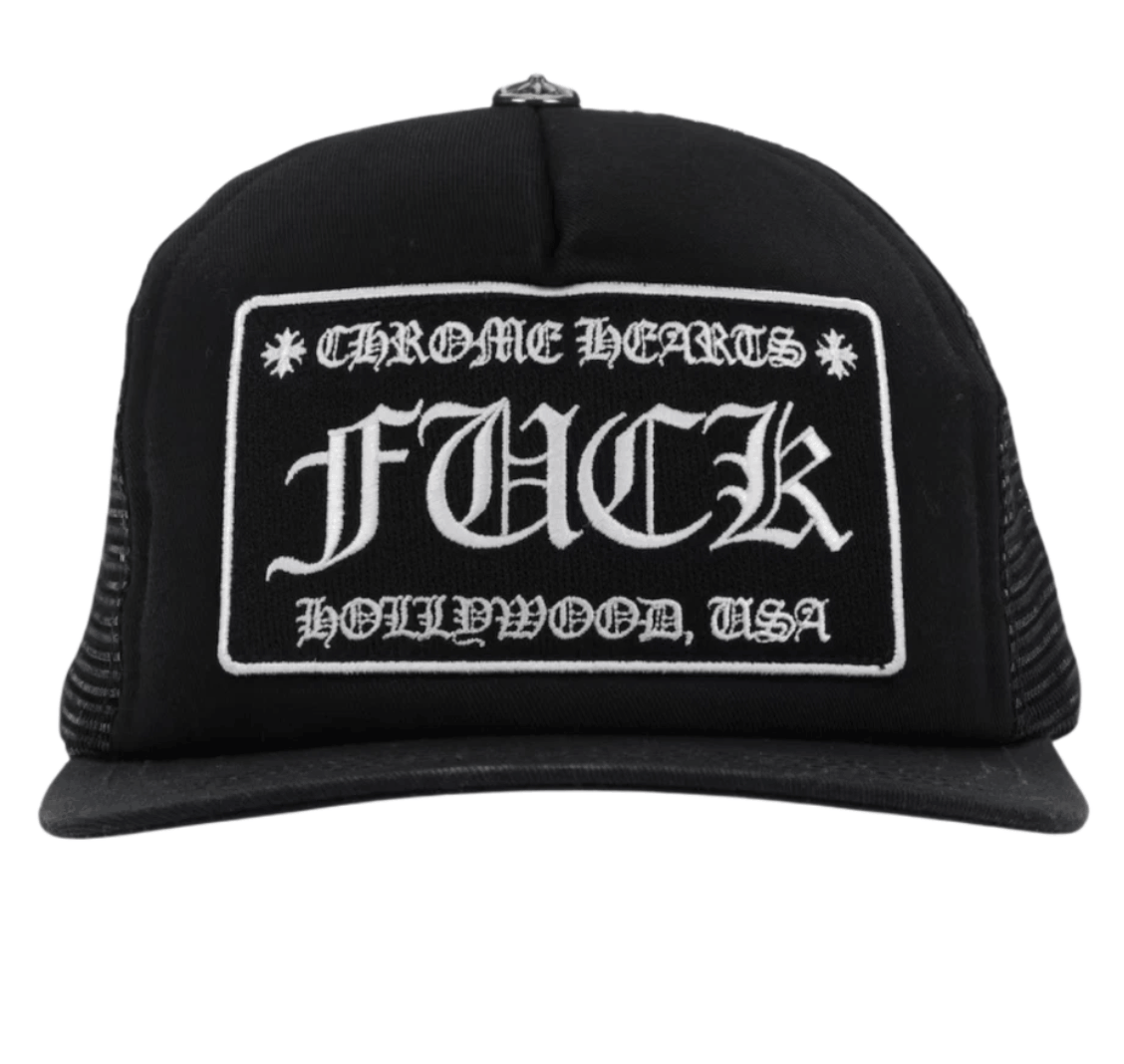 Chrome Hearts Fuck Hollywood Trucker Hat Black