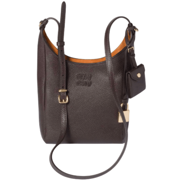 Miu Miu Leather Bucket Bag Dark Brown Papaya