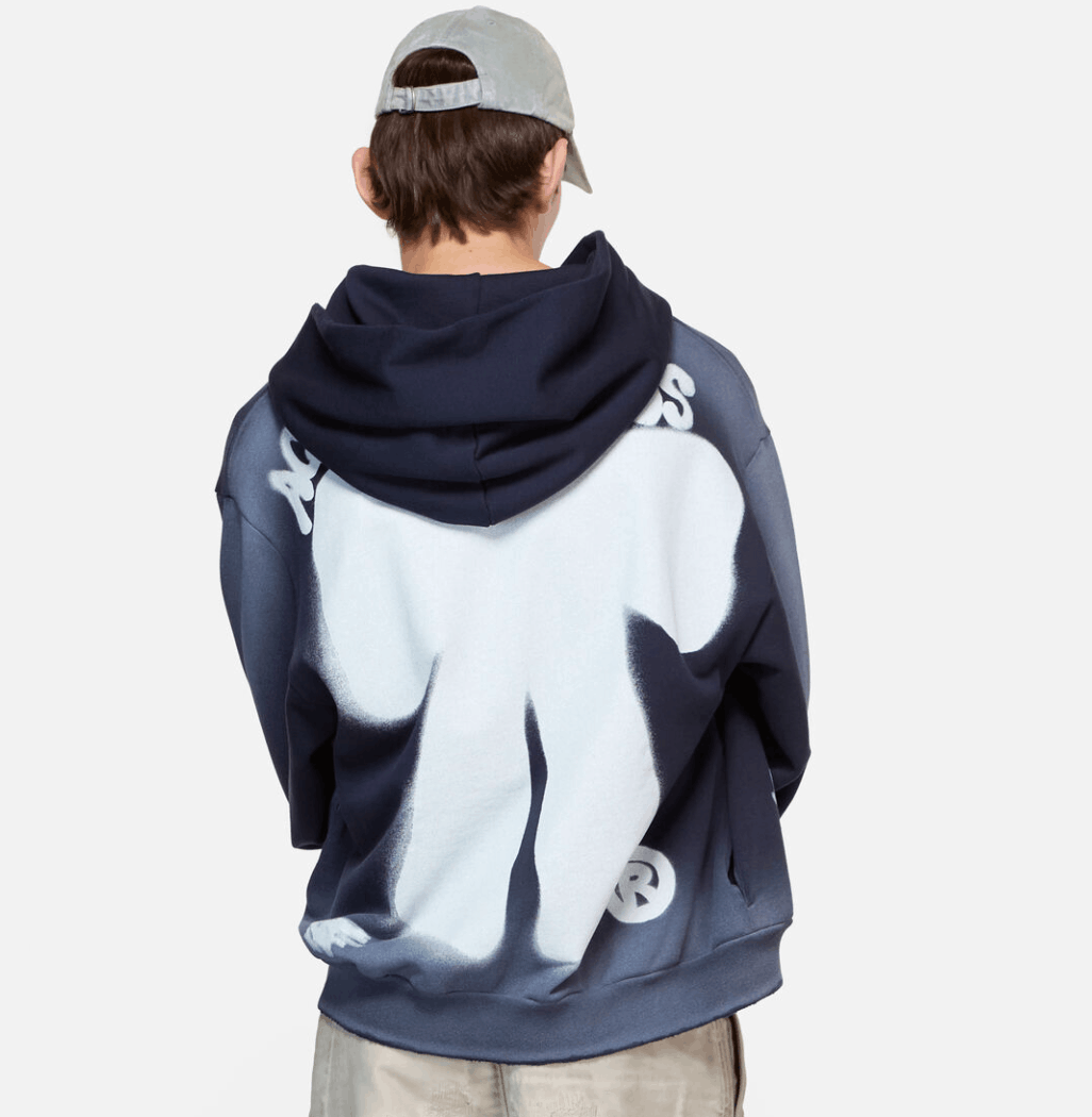 Sprayed logo hoodie Navy blue