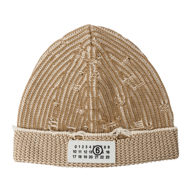 MM6 Maison Margiela Amended Optical Rib Beanie Camel Chalk