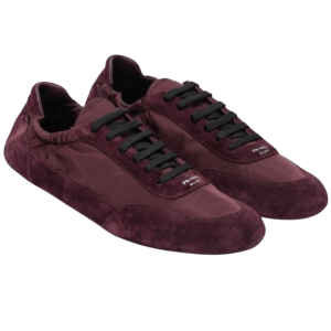 Burgundy Collapse Re-nylon And Suede Elasticized Sneakers