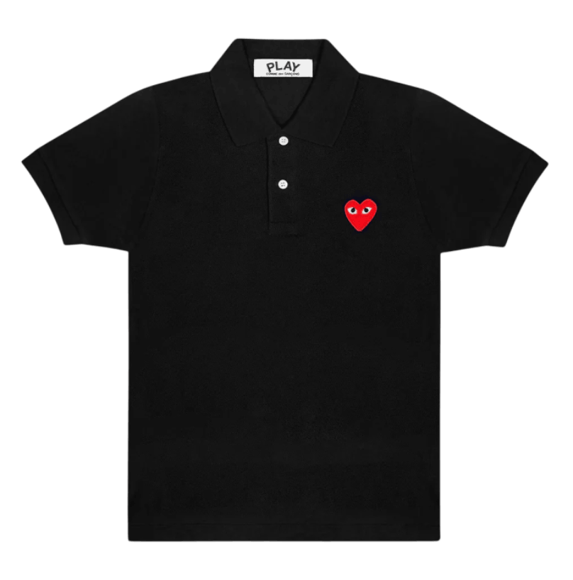 Play Comme des Garcons Red Heart Polo Shirt Black