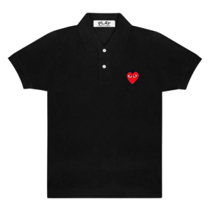 Play Comme des Garcons Red Heart Polo Shirt Black