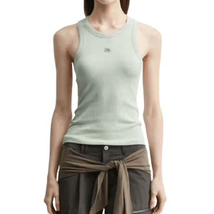 (W) Maison Kitsune Baby Fox Ribbed Tank Top Mineral Gray