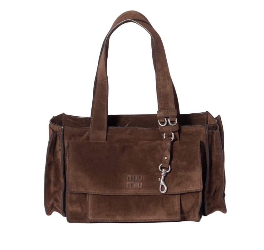 Dark Brown Utilitaire Suede Shopping Bag