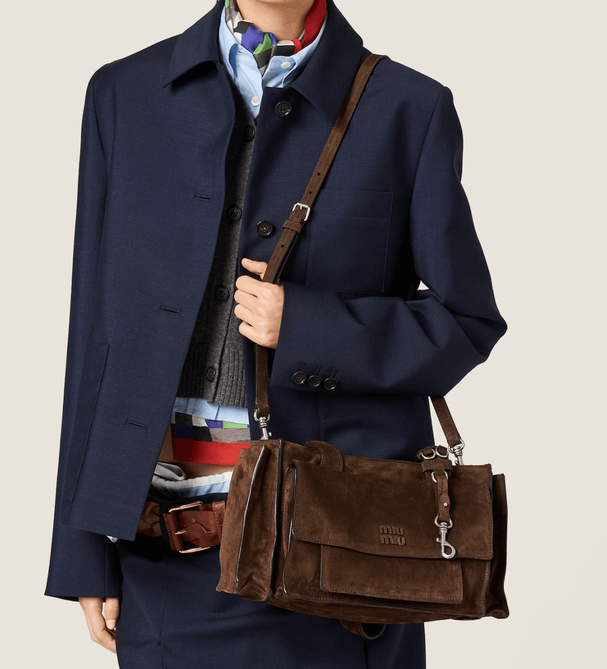 Dark Brown Utilitaire Suede Shopping Bag
