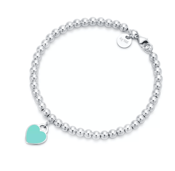 Tiffany & Co. Return to Tiffany Blue Heart Tag Bead Bracelet Silver