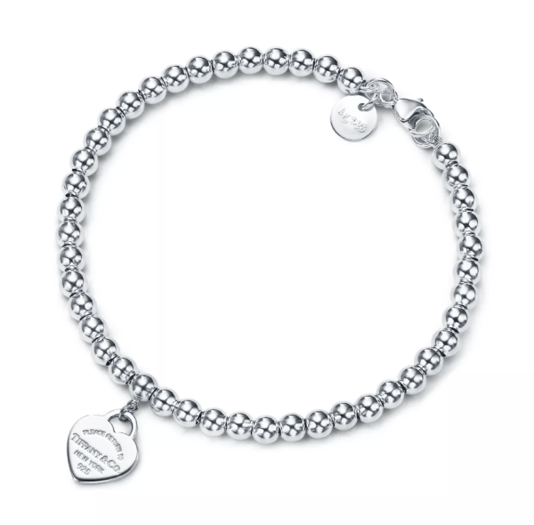 Tiffany & Co. Return to Tiffany Heart Tag Bead Bracelet 4mm Sterling Silver with Diamonds