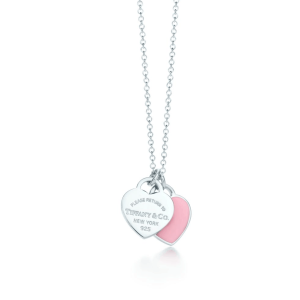 Tiffany & Co. Return To Tiffany Pink Double Heart Tag Pendant Mini Silver (16in)