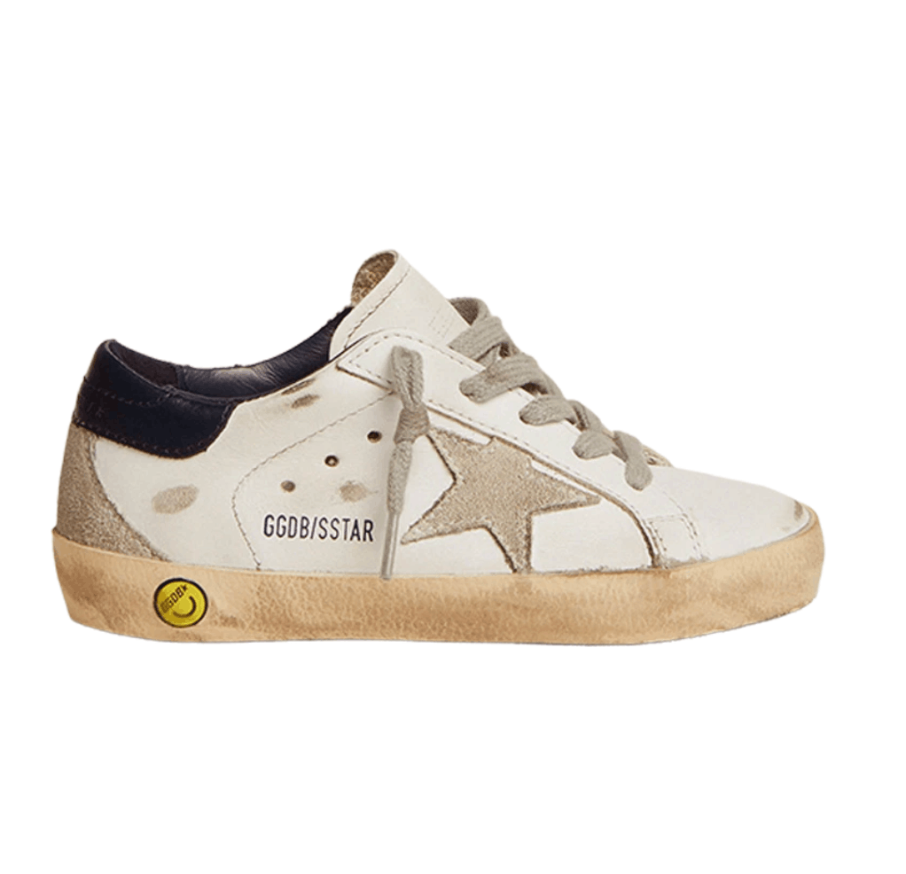 (Kids) Golden Goose Superstar White Navy Heel Tab Sneakers