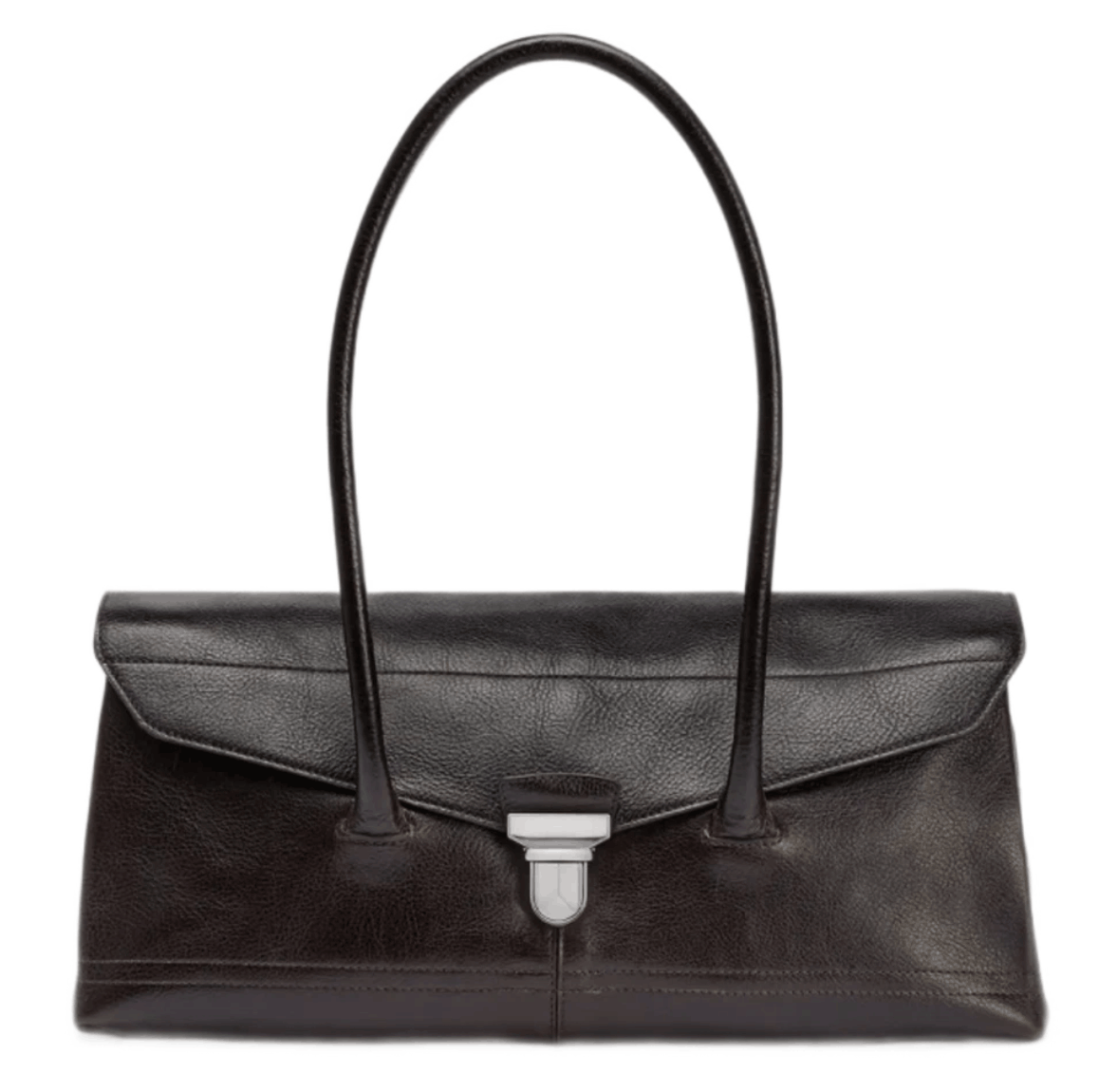 Lemaire Glossy Vegetable Leather Shoulder Gear Bag Espresso