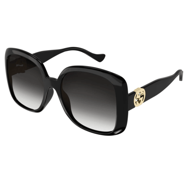 (W) Gucci Square Frame Sunglasses Black Grey