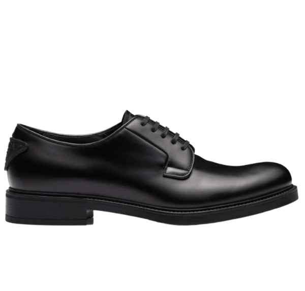Prada Brushed Leather Lace-Up Black