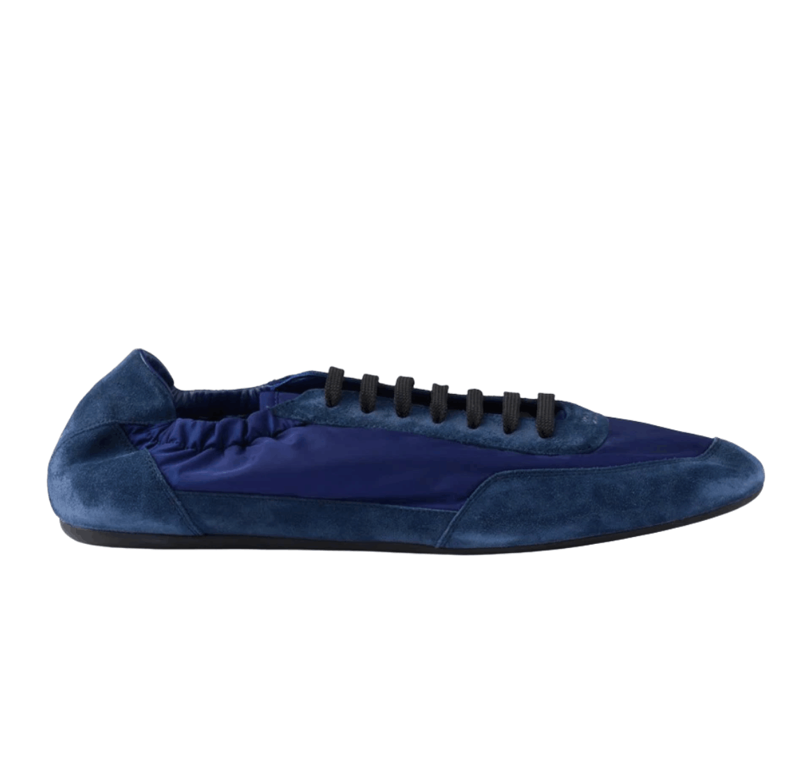 Prada Collapse Re-Nylon and Suede Elasticized Sneakers Bluette