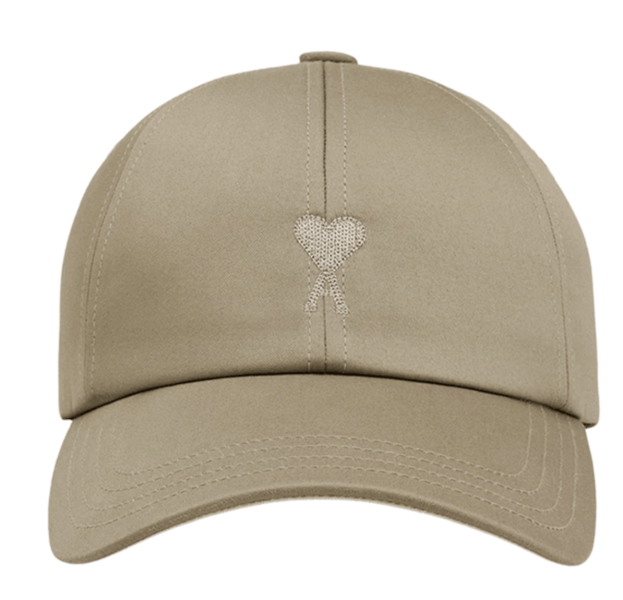 AMI de Coeur Compact Cotton Satin Embroidery Cap Laurel Ginger
