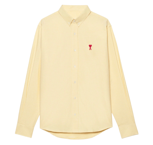 AMI de Coeur Gingham Button Down Shirt Pale Yellow