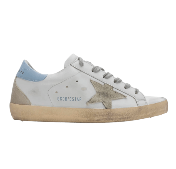 Golden Goose Superstar White Ice Blue Heel Tab Sneakers