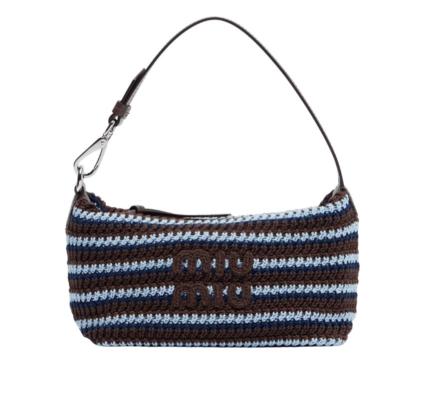 Cocoa Brown/celeste Crochet Pouch