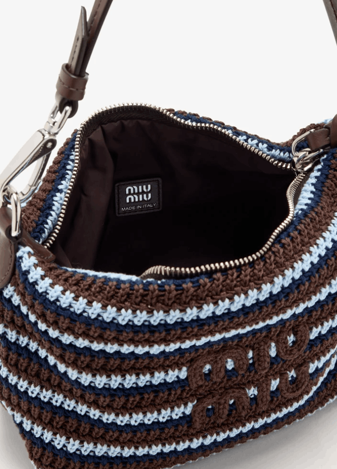 Cocoa Brown/celeste Crochet Pouch