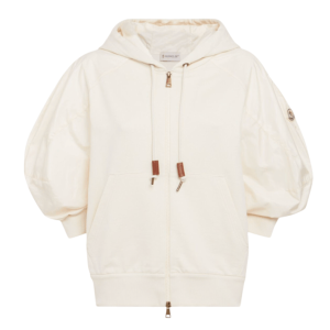 Short sleeve cotton zip-up hoodie
