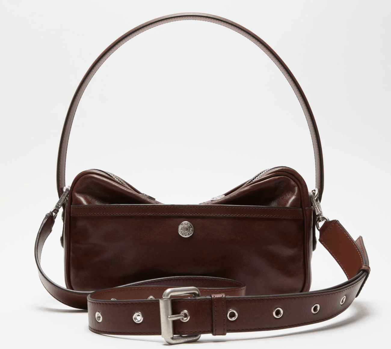 Camero Party Bag With Buckles - Cognac brown