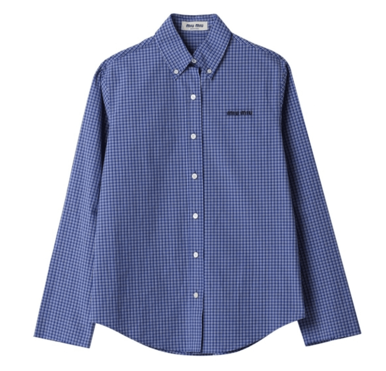 Miu Miu Logo-Embroidered Button-Up Checked Shirt